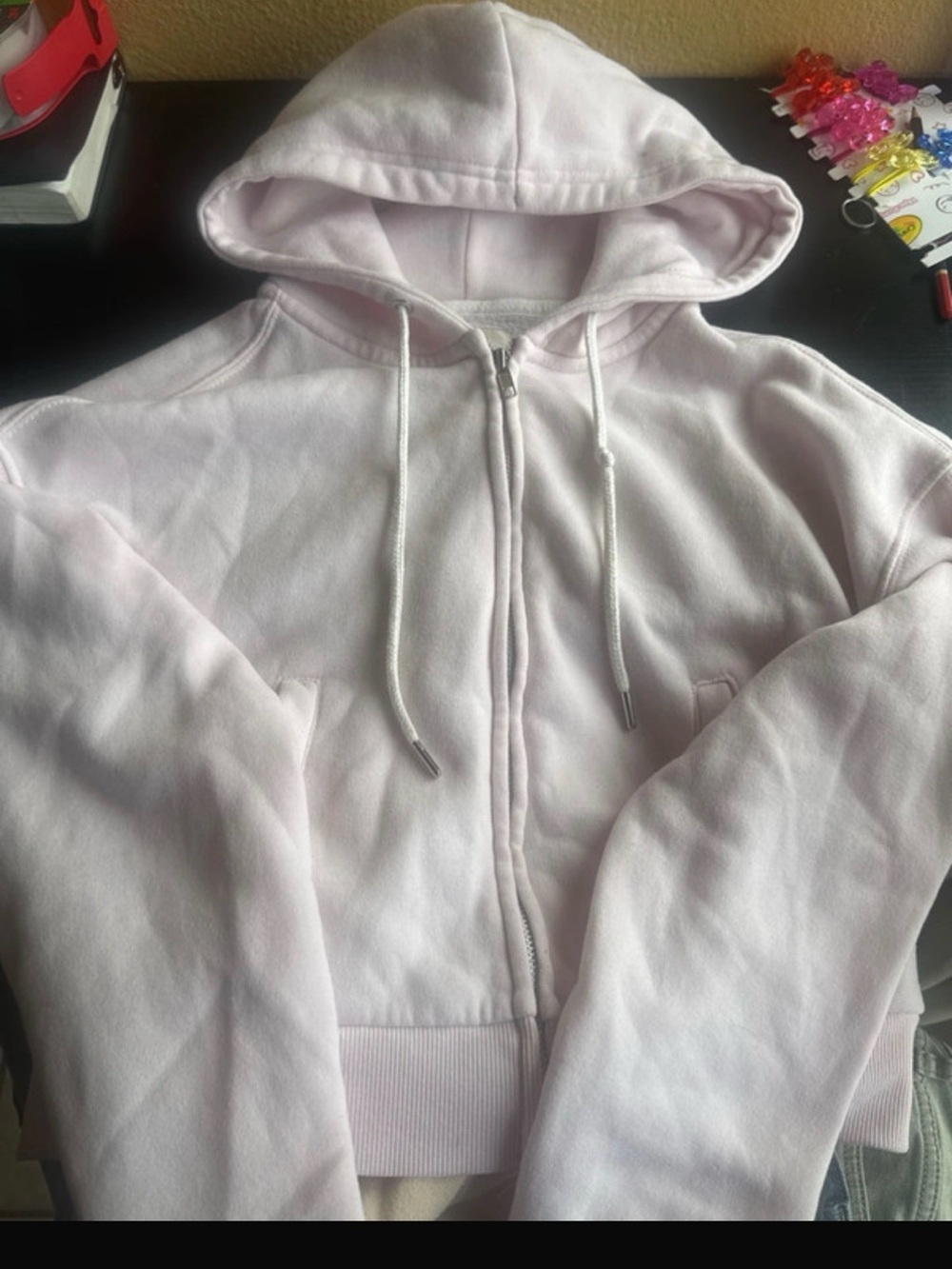 Light Pink Women’s Zip-Up Hoodie Bomber Jacket